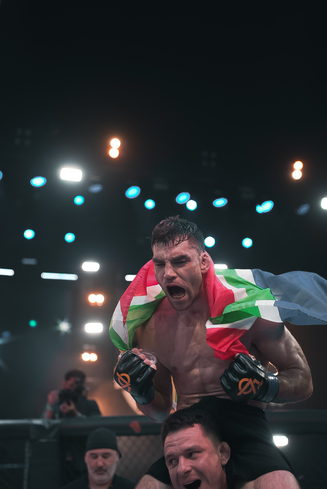 A runner captured mid-sprint